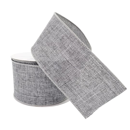 2.5" x 25ft. Faux Linen Wired Ribbon by Celebrate It